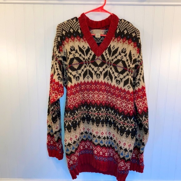 Abercrombie & Fitch Other - Abercrombie &Fitch 90s vintage Scandinavian Knit 100% wool sweater v neck sz M